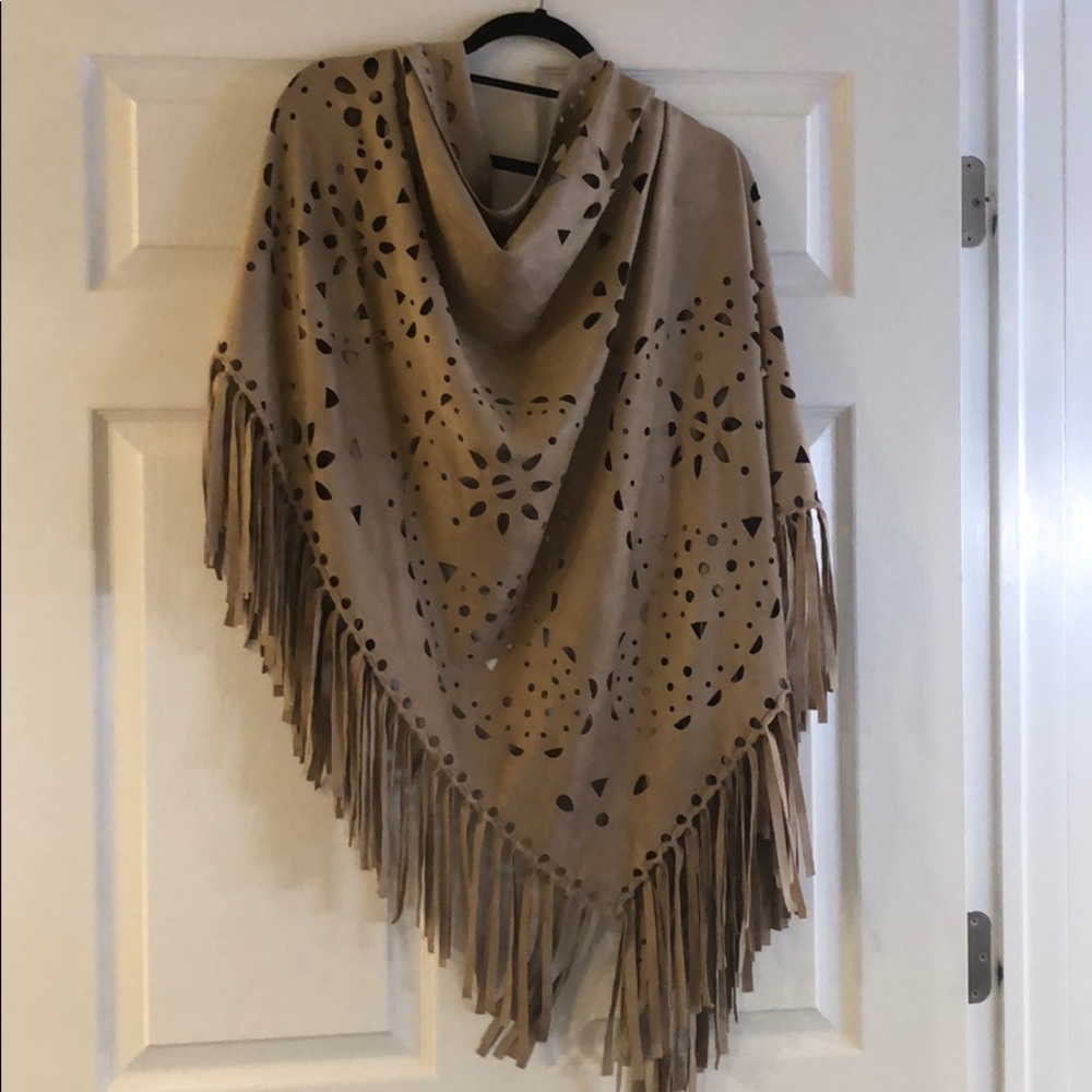 Suede fringe scarf/wrap